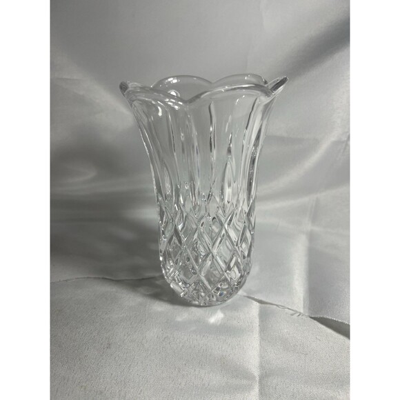 Vintage Gorham King Edward Crystal 6.5” Flared Vase Scalloped Rim No Chips EXC - Picture 6 of 16